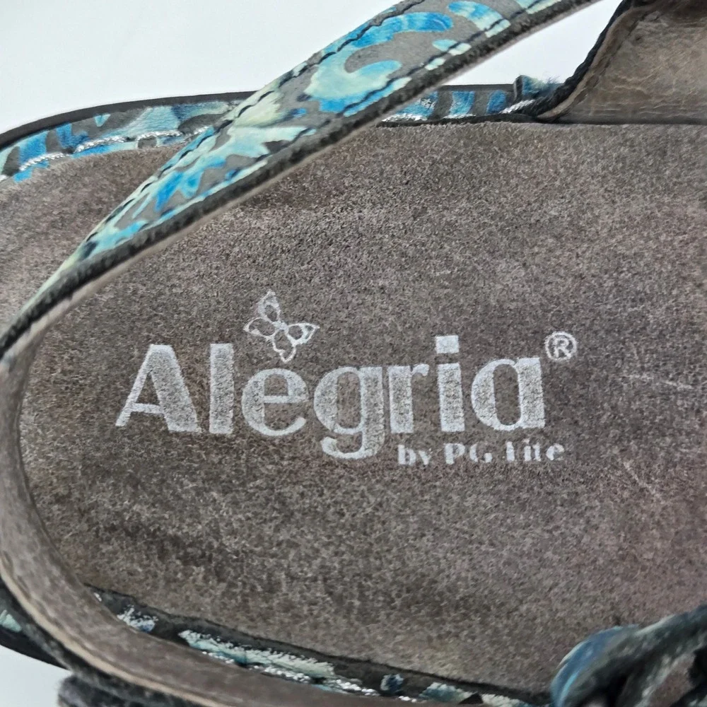 Alegria Verona Blue Floral Slingback Comfort Sandal Shoes Women Size 41 US 10